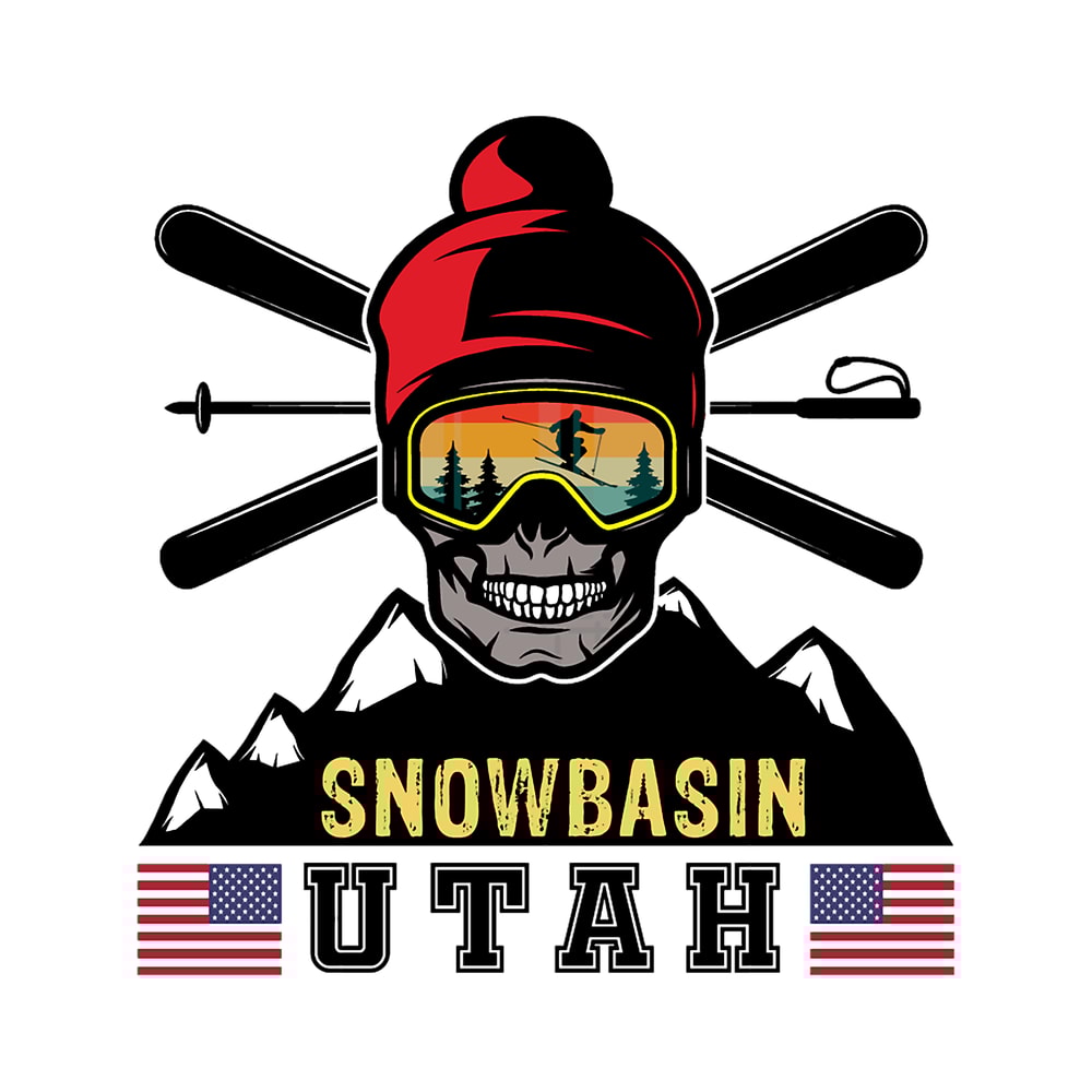 snowbasin skiing Utah skull vintage retro sunset ski goggle .png