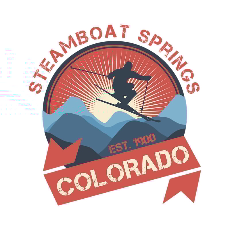 Steamboat Springs Colorado Skiing Mountains Ski Skier Snowboard, Winter Sport, Vintage T-S.png