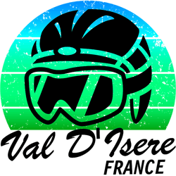 val disere ski resort france snowboarding cool retro sunset ski helmet ski gift