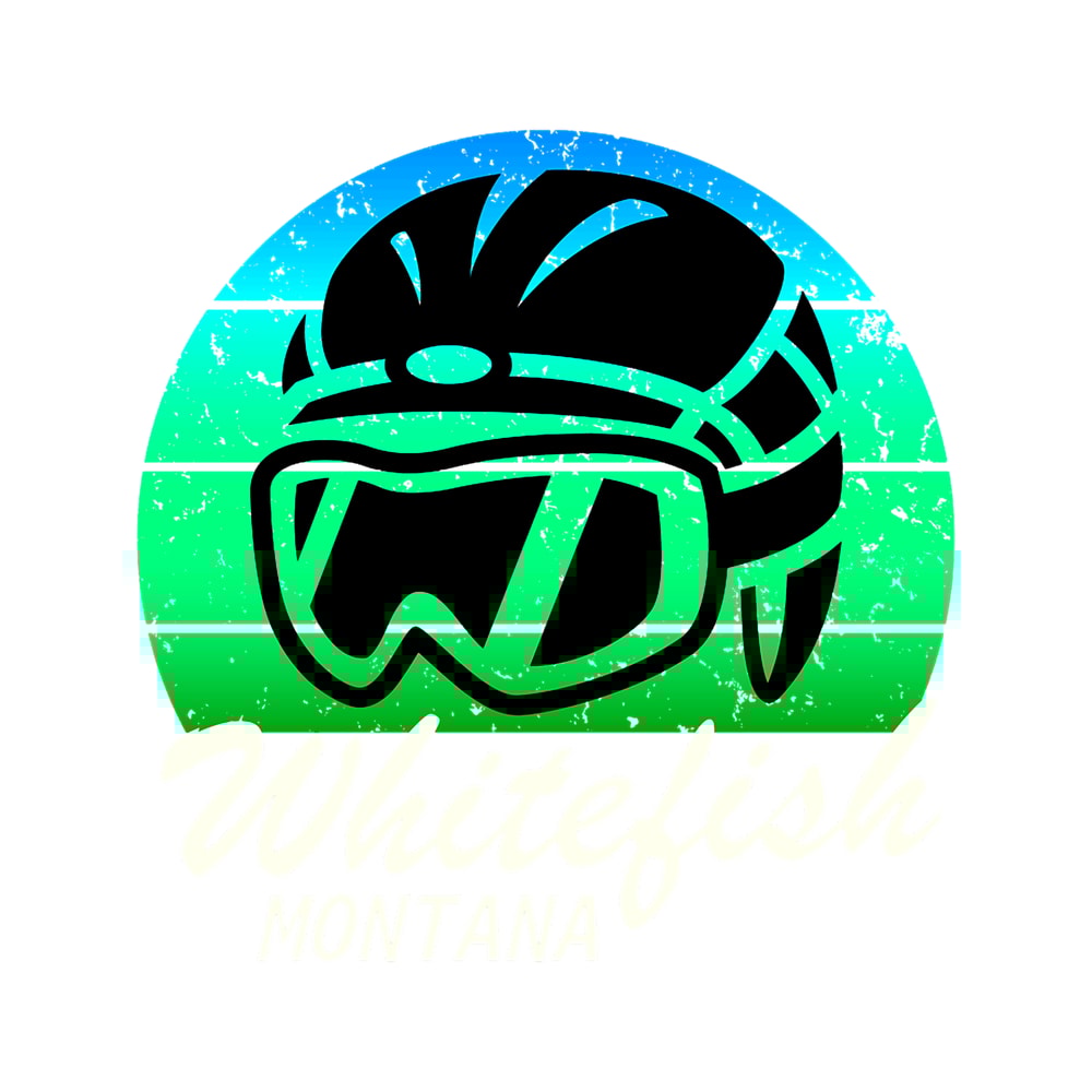 Whitefish ski resort, Montana snowboarding, cool retro sunset ski helmet, ski gift Classic .png