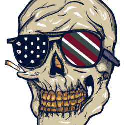 american smiling skull with sunglasses
