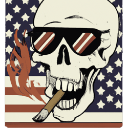 spooky america skull smoking cigarette