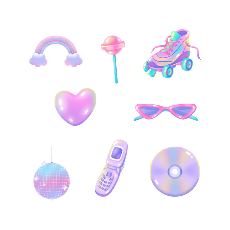 Y2K pink purple and shiny aesthetic sticker pack New Jeans NewJeans NWJNS Tokki cute and girly C.png