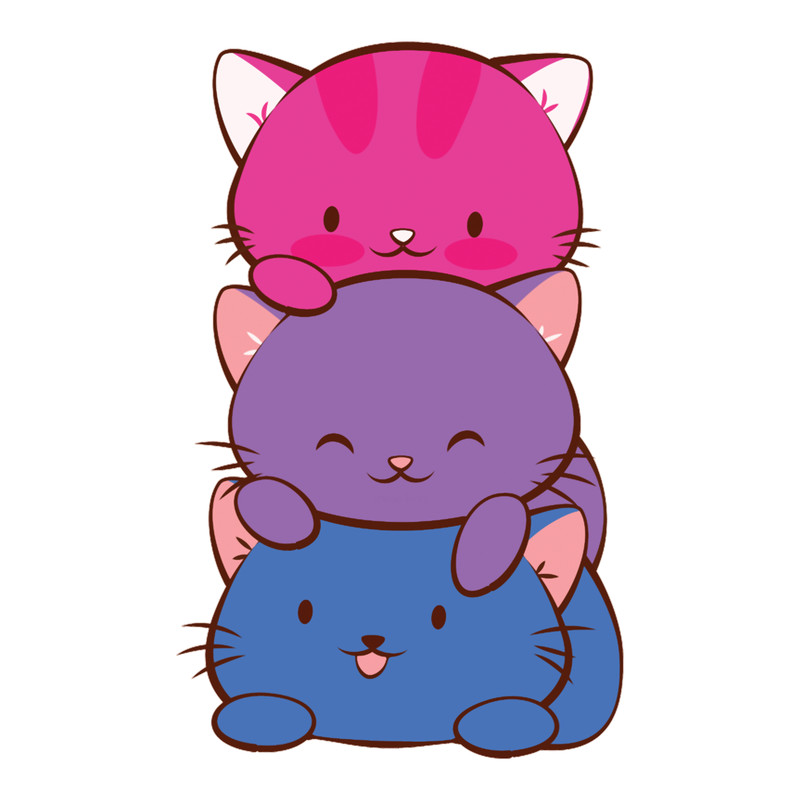 Bisexual Flag LGBT Bi Pride Cute Kawaii Cats .png