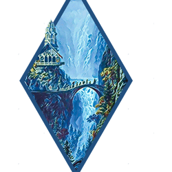 the fellowship departs - digital art - diamond frame - white - fantasy