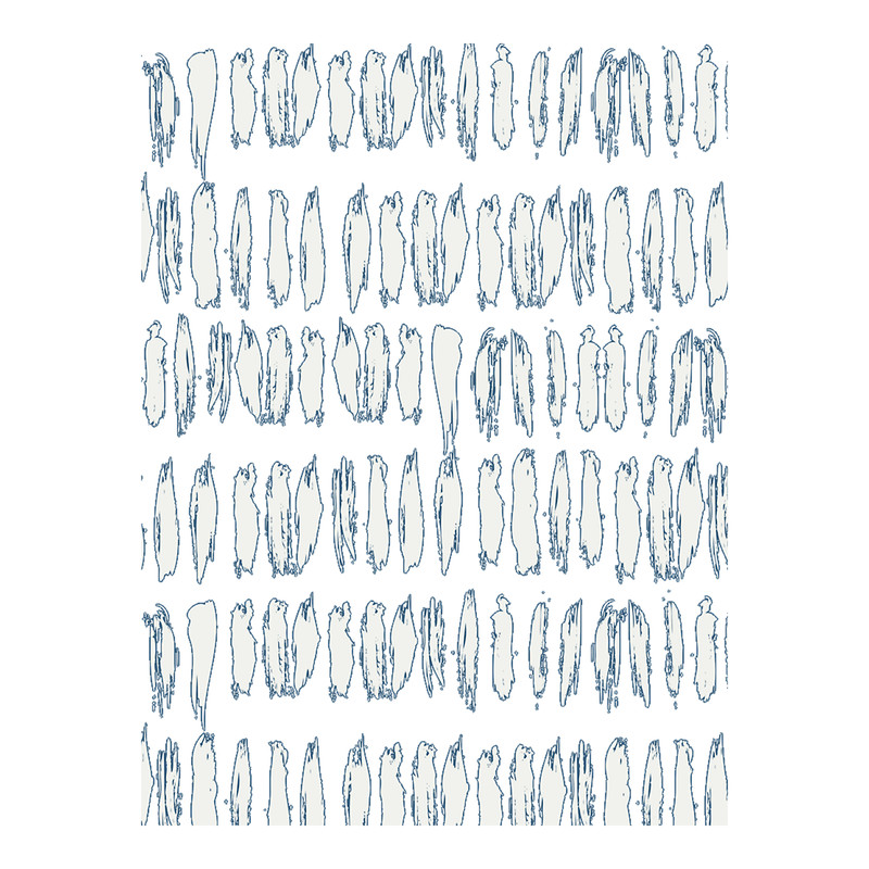 Off White & Blue Bold Grunge Vertical Stripe Dash Line Pattern Inspired by Chinese Porcelain 202.png