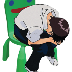 shinji ikari in the froggy chair