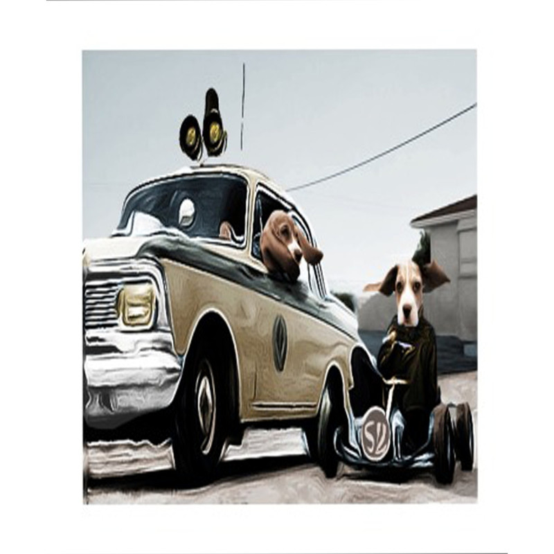 Dog Driving A Car Metal Print.png