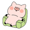 Funny piggy is sitting on a chair Premium .png