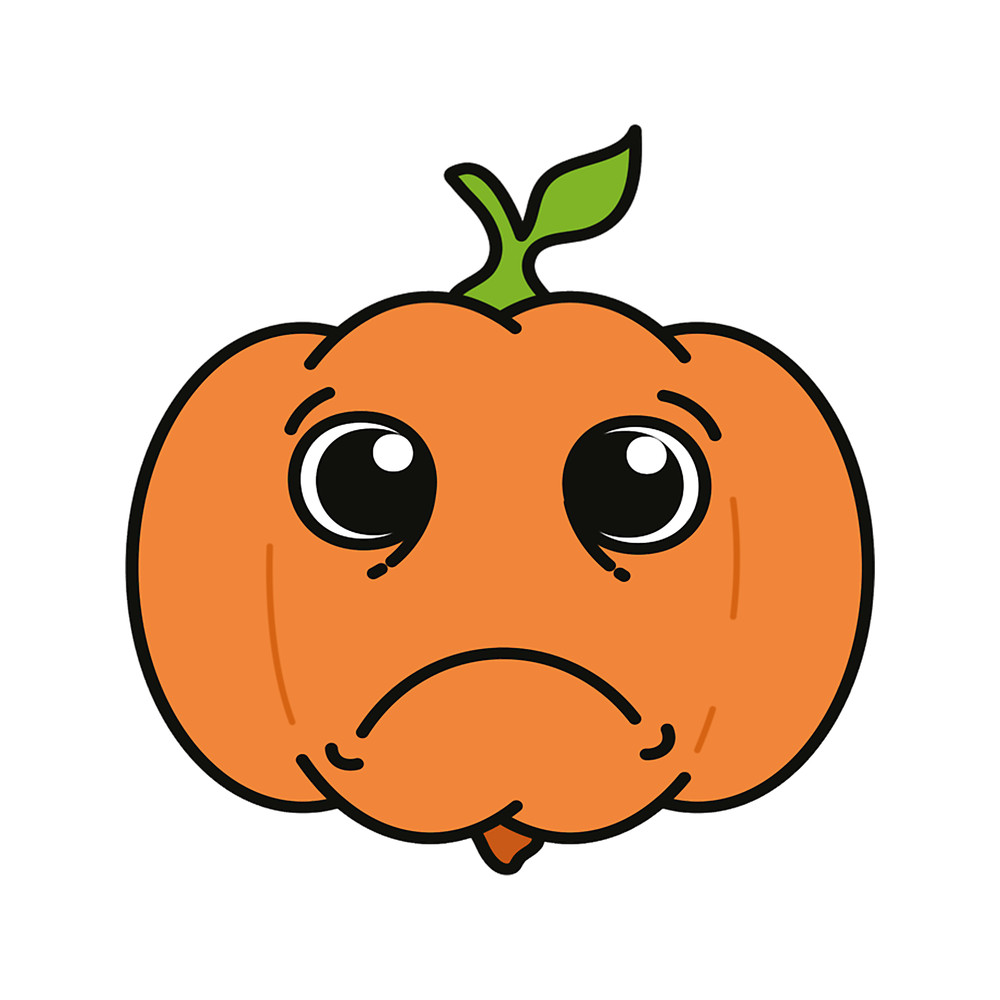 Funny Halloween Pumpkin Emoji Emoticon Sad Face.png
