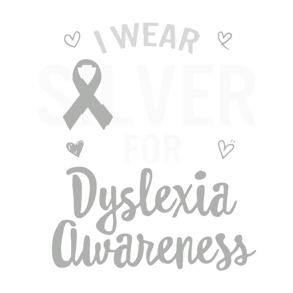 Dyslexia Awareness I Wear Silver Ribbon Learning Reading Son Fitted V-Neck .png