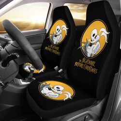 nightmare before christmas cartoon car seat covers - jack skellington and zero dog yellow moon artwork seat covers