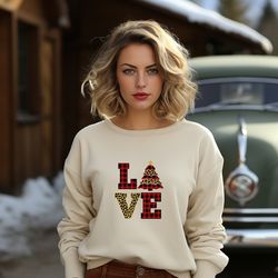 celebrate the festive season with a stylish love christmas sweatshirt,love christmas shirt, peach love d-donut t-shirt c
