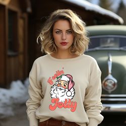 cheerful christmas sweatshirt, festive graphic tee for holiday celebrations, feelin jolly tshirt, joyful and stylish mer