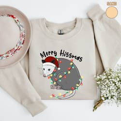 opossum sweatshirt, opossum lover shirt, ugly christmas sweater, funny animals possum sweatshirt, merry hissmas opossum
