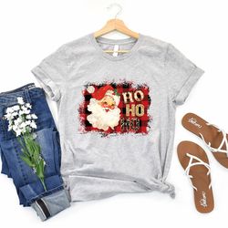 cute red hat santa claus ho ho ho song t-shirt, women gifts for men ,funny design retro christmas shirt matching, chri