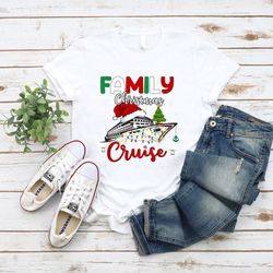 family christmas cruise red santa hat shirt, squad funny christmas tshirt, retro tree christmas family vacation shirt,