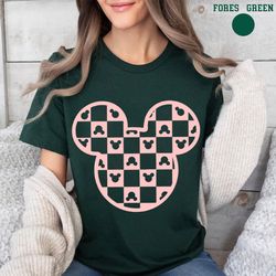 checkered disney mickey shirt, mickey head shirt, disney world tee, disney trip sweater, disney family shirts, disney ma