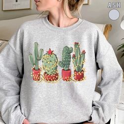 christmas cactus shirt, christmas shirt, cowboy christmas, cactus lover gift, plant lover shirt, southern christmas, cac
