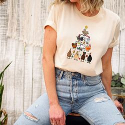 christmas chickens tree shirt, funny christmas chicken tshirt, christmas crewneck, holiday tee shirt, christmas farm swe