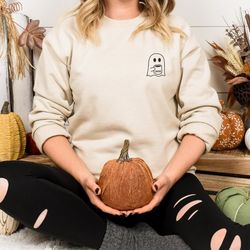 cute spooky coffee sweatshirt, womens ghost sweatshirt, spooky season, fall coffee lover shirt, halloween party shirt, f