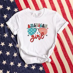 american girl shirt, american shirt, american flag shirt, american glasses shirt, 4th of july shirt, american woman shir