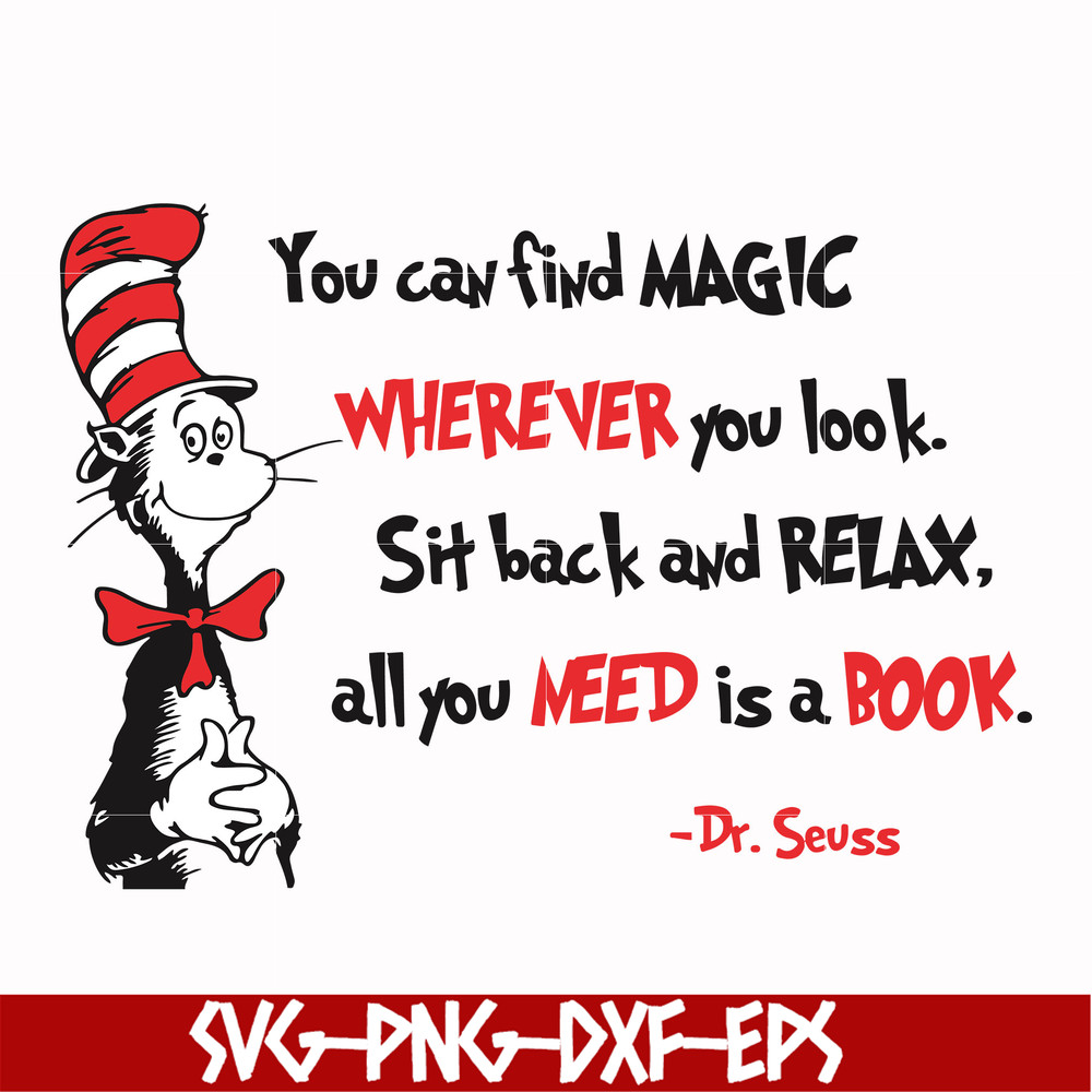 DR00050-You can find magic wherever you look sit back and relax all you need is a book svg, png, dxf, eps file DR00050.jpg