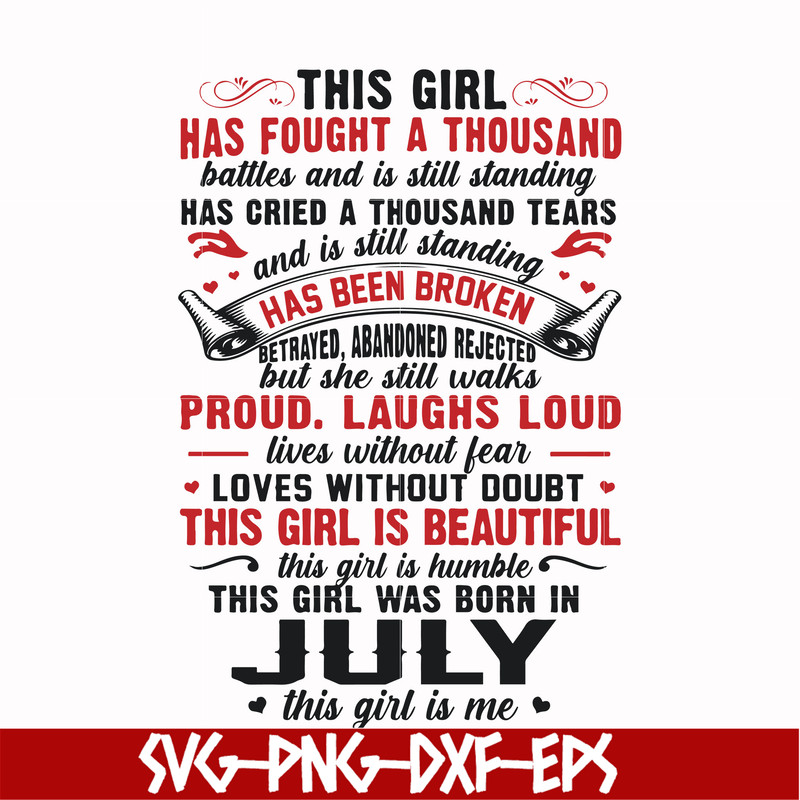 FN0001023-This girl has fought a thousand battles and is still standing this girl was born in July this girl is me svg, png, dxf, eps file FN0001023.jpg