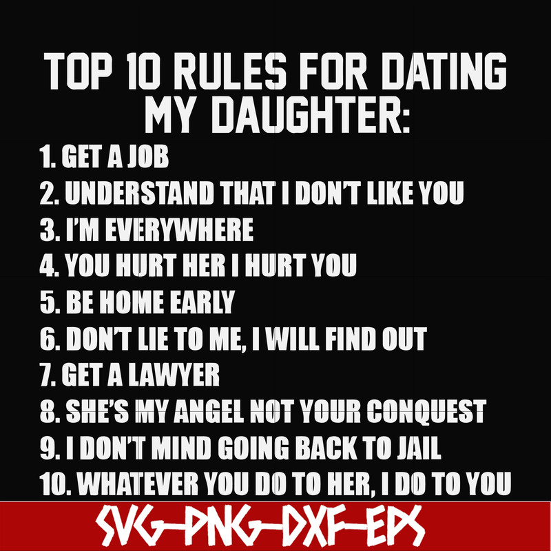 FN000622-Top 10 rules for dating my daughter svg, png, dxf, eps file FN000622.jpg