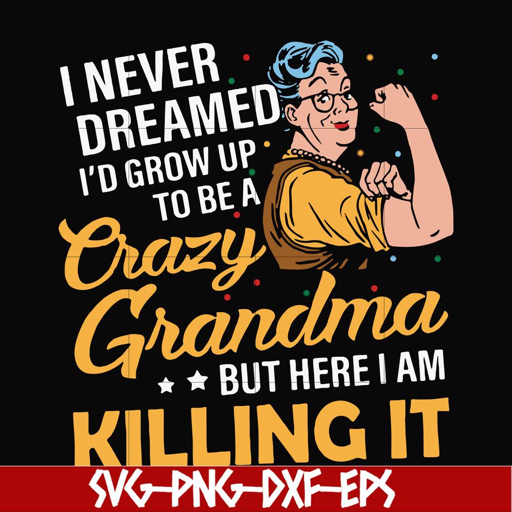 FN00085-I never dreamed I'd grow up to be a crazy grandma but here I am killing it svg, png, dxf, eps file FN00085.jpg
