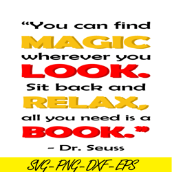 magic look relax book quote svg, dr seuss svg, dr seuss quotes svg ds2051223284