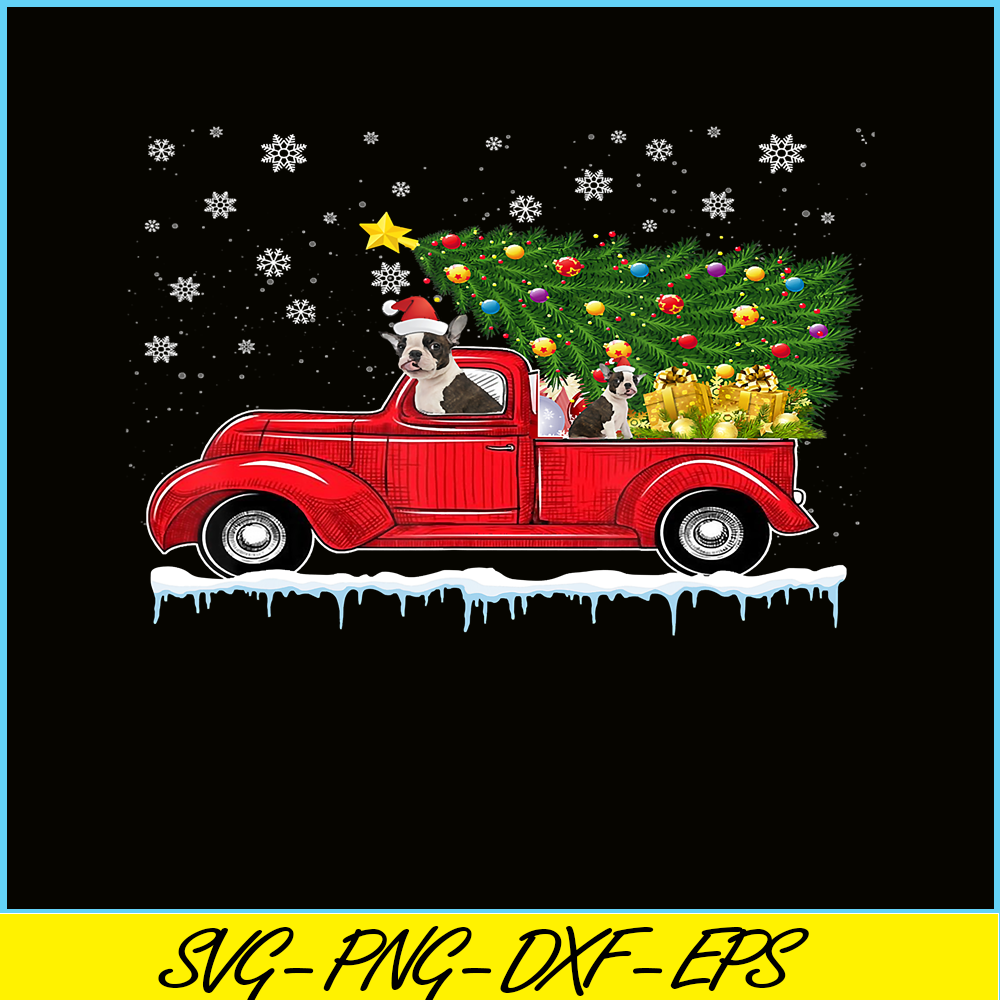 PNG141023105-Boston Terrier Red Car Truck Christmas Tree Santa Xmas Dog T-Shirt Png.png