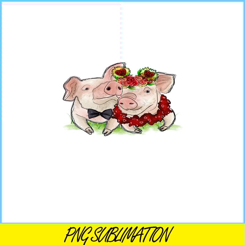 VLT21102343-Pig Wedding PNG, Funny Valentine PNG, Valentine Holidays PNG.png