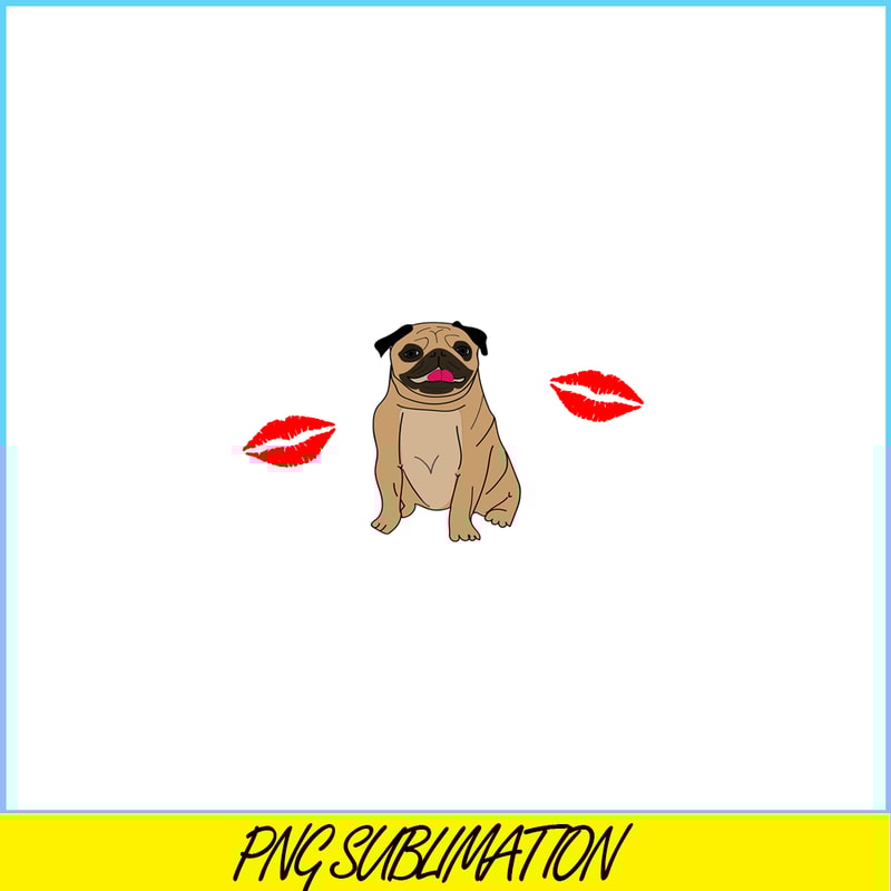 VLT21102347-Pug And Kisses PNG, Animal Valentine PNG, Valentine Holidays PNG.png