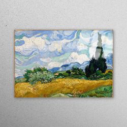 mural art, glass, glass art, wheat field with cypresses, famous glass wall, reproduction glass, nature landscape glass p