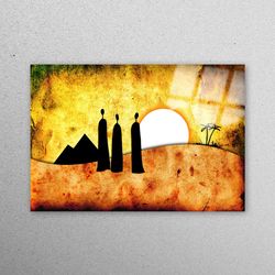 glass wall decor, glass art, tempered glass, african landscape, african glass art, abstract glass art, abstract sunset w