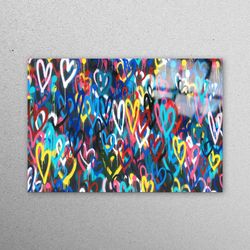 glass wall decor, glass, glass art, colorful glass decor, love glass art, heart glass wall art, banksy wall decor,