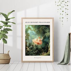 fragonard the swing exhibition poster whimsical vintage dreamy canvas print framed famous oil painting aesthetic botanic