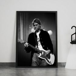 kurt cobain poster, singer wall art, rolled canvas print, canvas wall print, musical poster