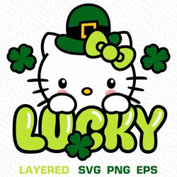 Hello Kitty St Patrick's Day Svg, Hello Kitty Lucky Cat Svg, Hello Kitty For Cricut, Sanrio Svg