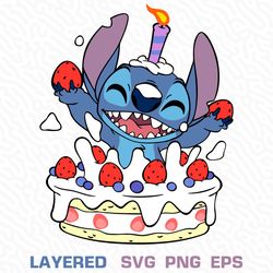 Stitch Birthday Svg, Stitch Svg, Stitch Face Svg, Stitch Birthday Png, Stitch Cricut Design