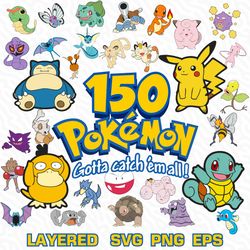 Pokemon Svg, Pikachu Svg, Pokemon Cricut, Pokemon Layered Svg, Pokemon Silhouette Svg, Pokemon Logo Transparent