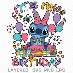 Stitch Birthday Svg, Cute Stitch Birthday, Stitch Birthday Shirt Svg, Stitch Birthday Png, Happy Birthday Stitch