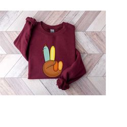 peaceful turkey sweatshirt,happy turkey day hoodie,thanksgiving sweatshirt,peace sign