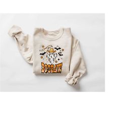 cute ghost halloween sweatshirt, boo haw western halloween