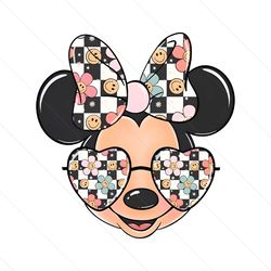 disney funny floral bow cute minnie mouse with glasses png