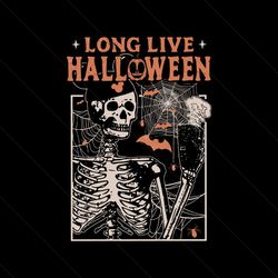 vintage long live halloween skeleton mouse cartoon svg