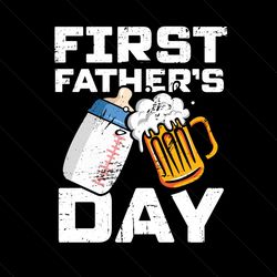 retro happy first fathers milk and beer svg