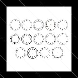 14 clock face big bundle svg file, clock face template vector