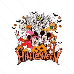 retro halloween mouse cartoon and friends svg download